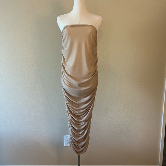 Jluxlabel Nude Beige Ruched Mesh Skirt - Picture 9 of 13